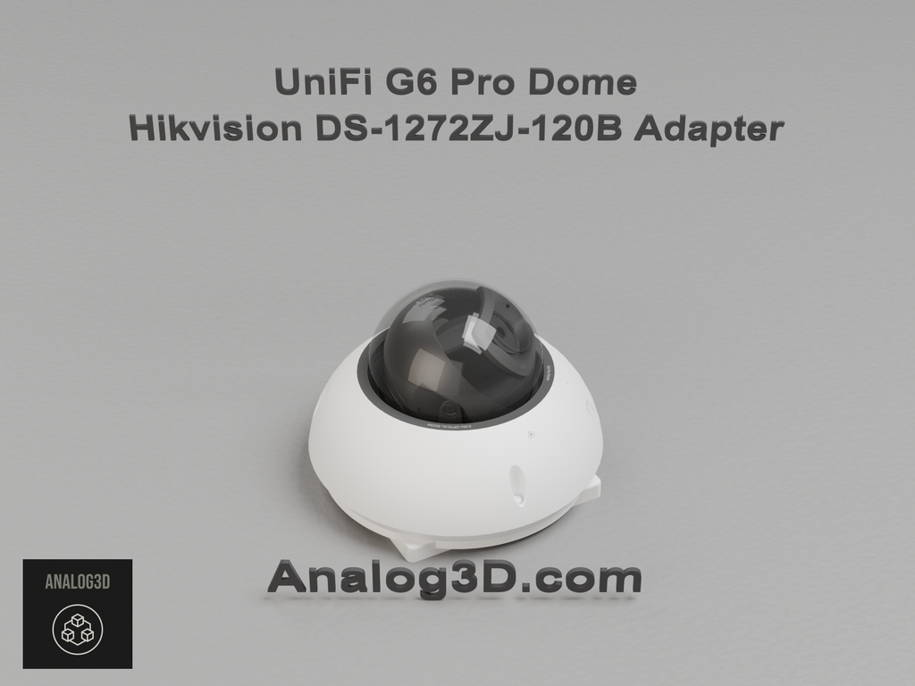 UniFi G6 Pro Dome installed on the Hikvision DS-1272ZJ-120B adapter plate - white PETG
