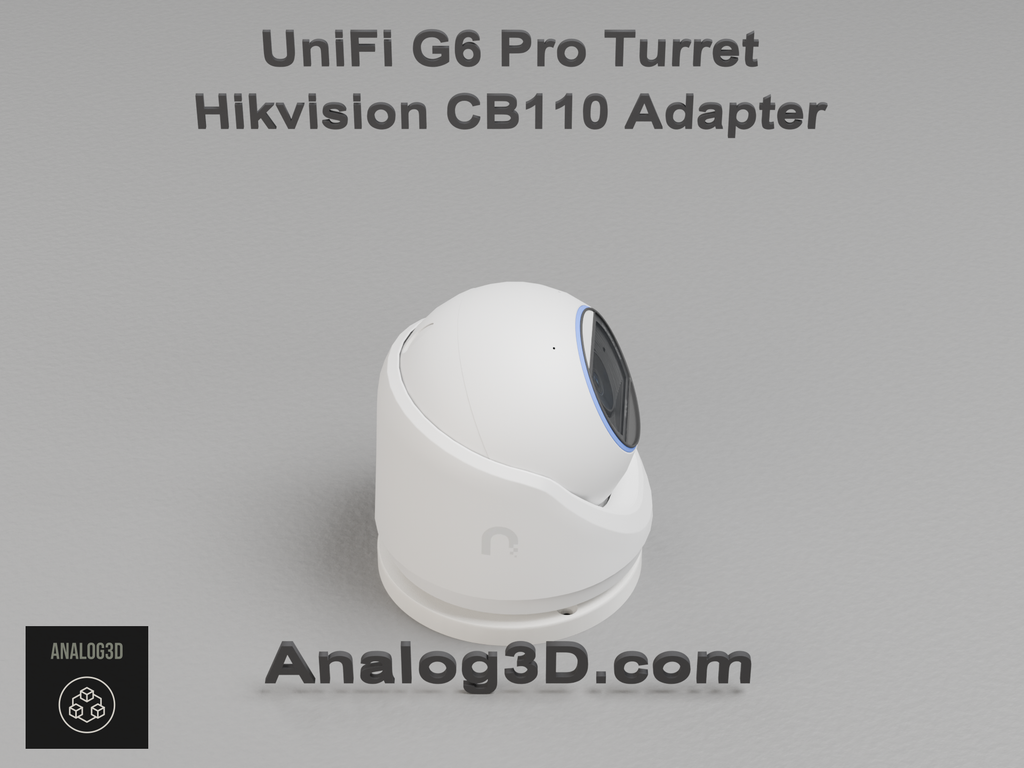UniFi G6 Pro Turret installed on the Hikvision CB110 adapter plate - white PETG