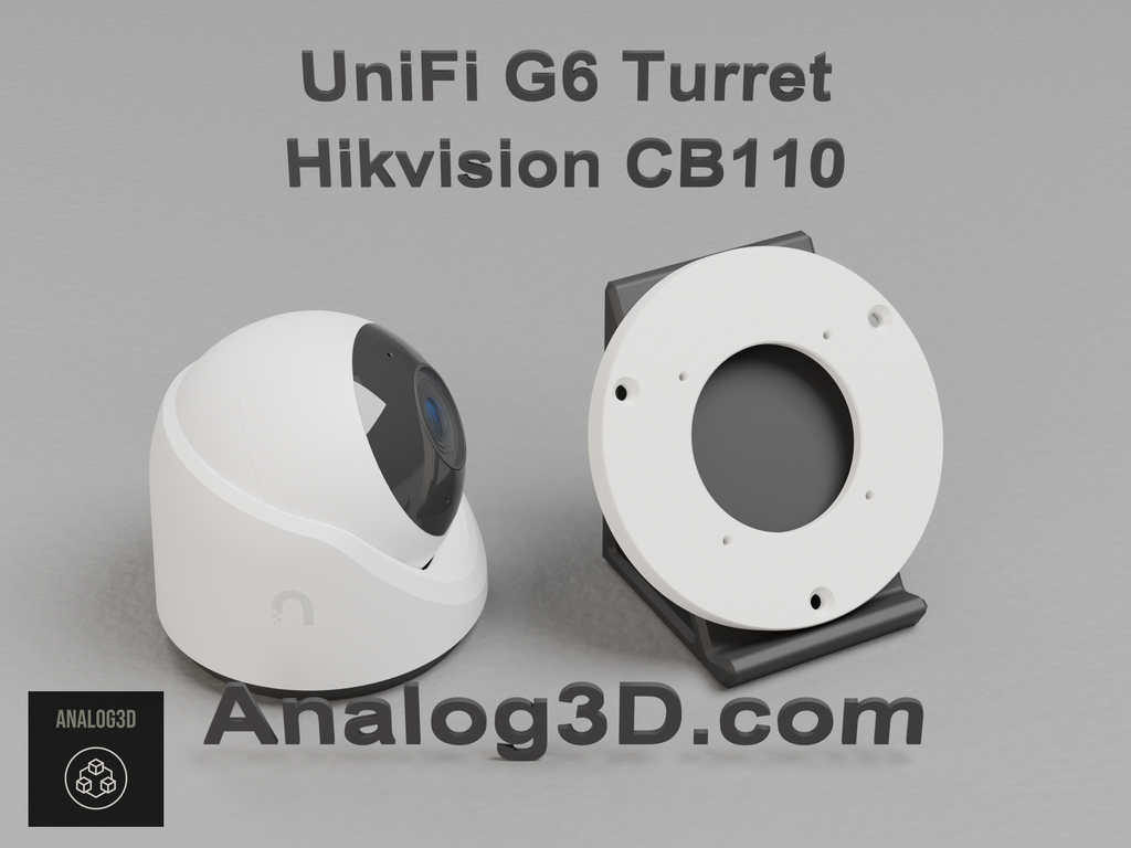 UniFi G6 Turret on the Hikvision CB110 adapter plate - white PETG