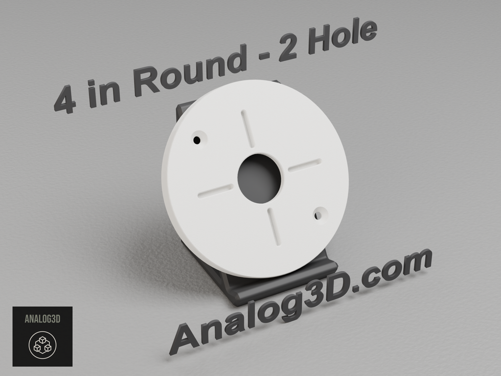 Reolink camera adapter plate for a 4 in round 2-hole box on a stand - white PETG