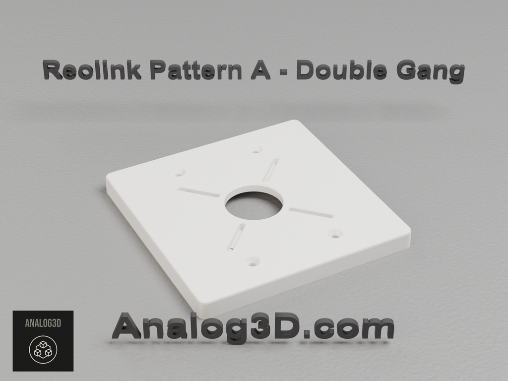 Reolink camera adapter plate for a double gang box, camera side up - white PETG