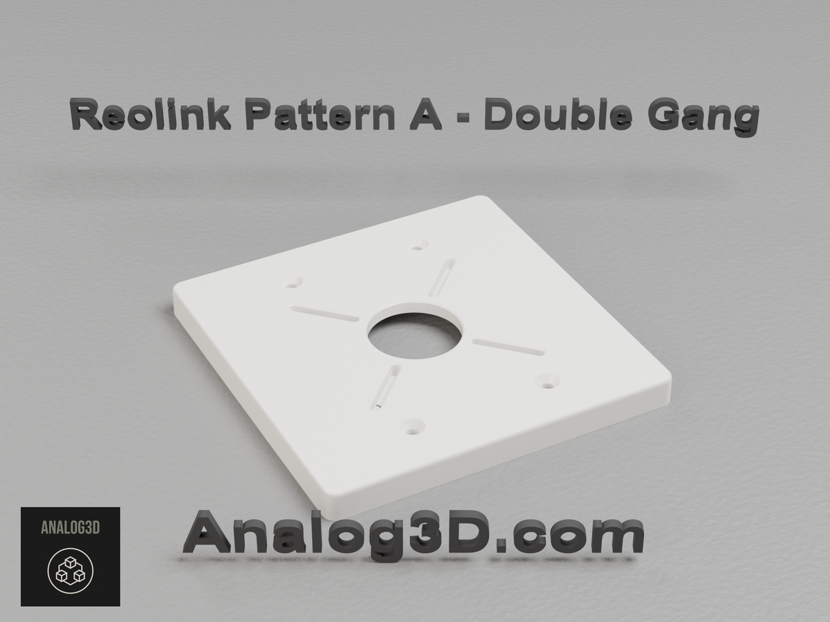 Reolink camera adapter plate for a double gang box, camera side up - white PETG
