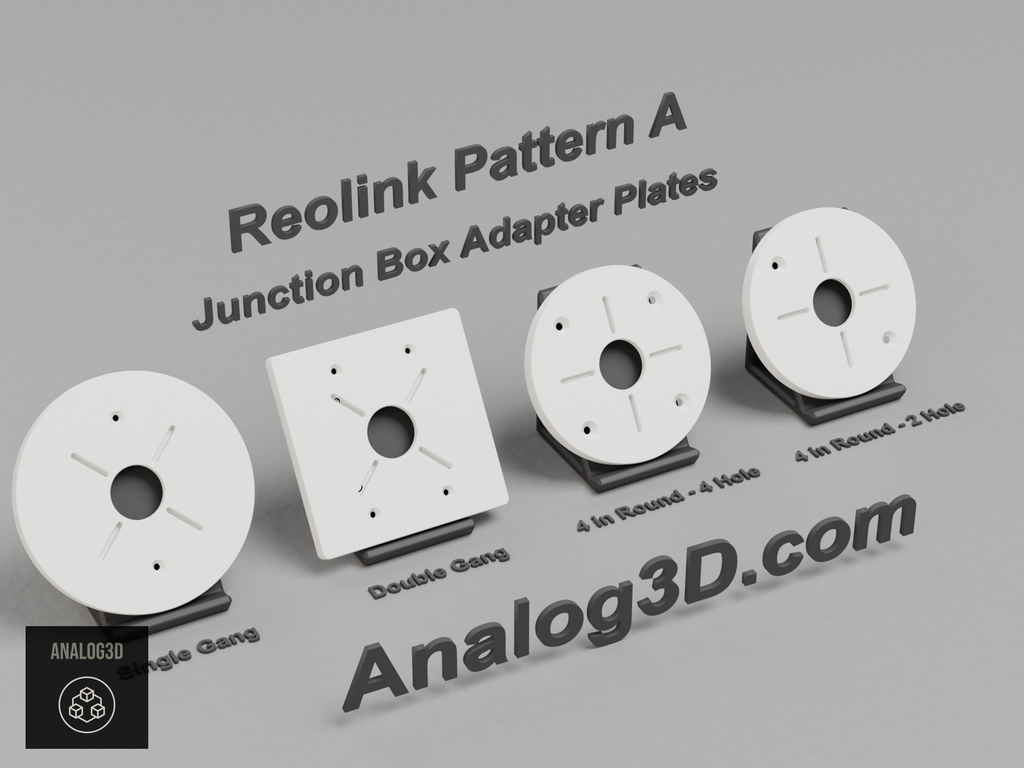 Reolink dome and turret camera junction box adapter plates - single gang, double gang, 4 in round - white PETG