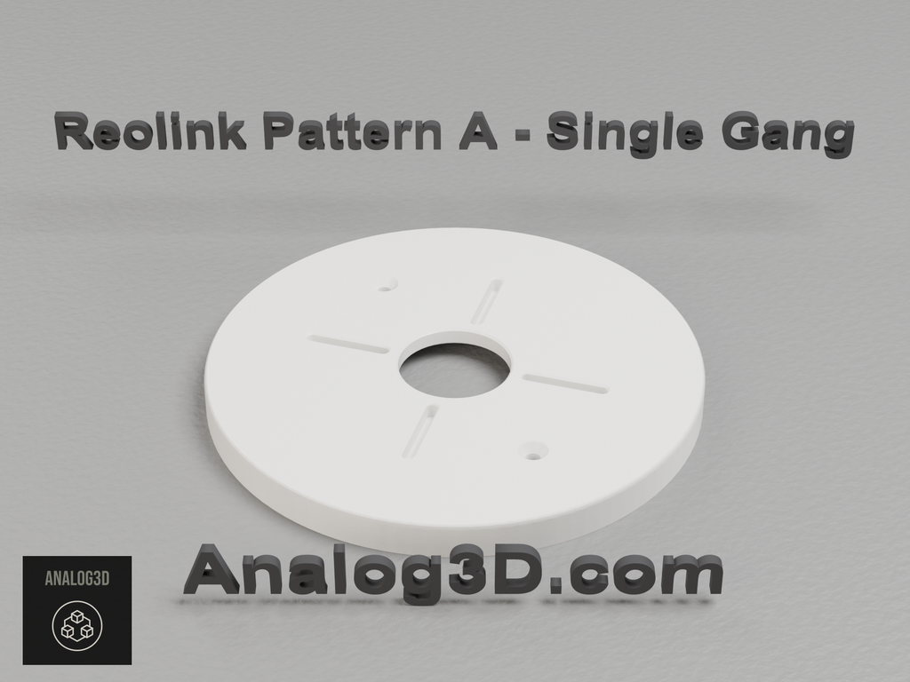 Reolink camera adapter plate for a single gang box, camera side up - white PETG