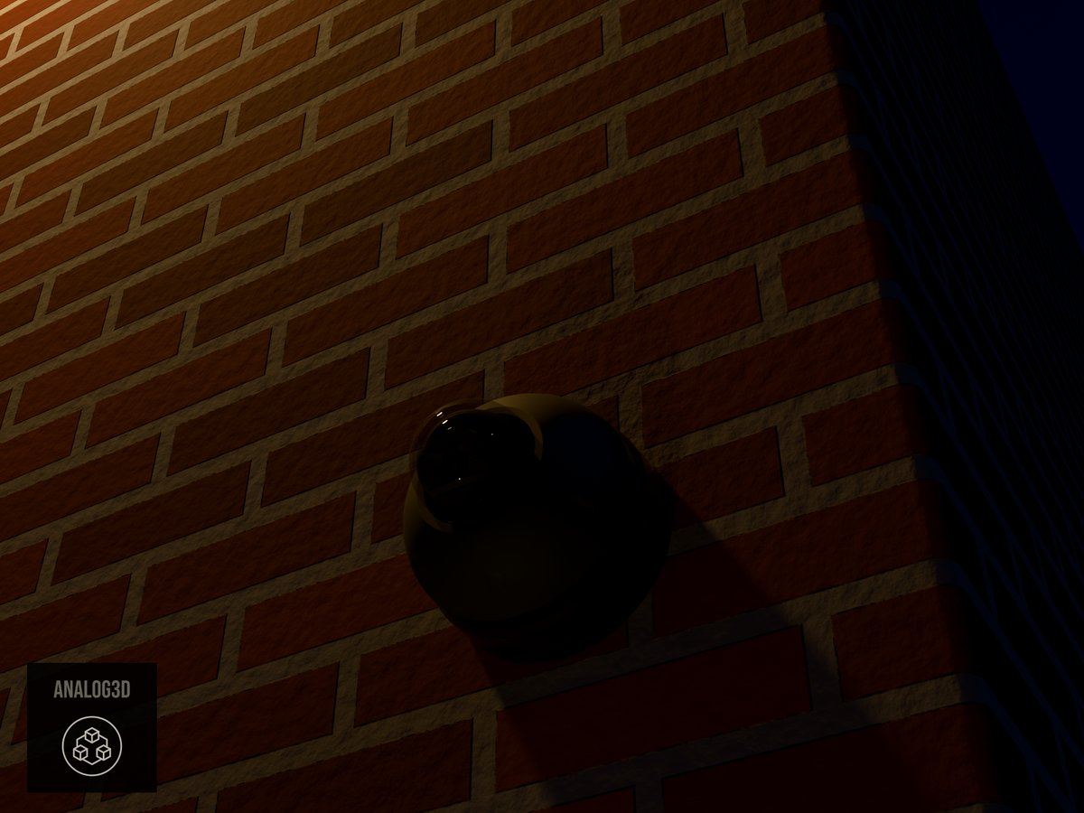 Ubiquiti UVC-G6-Dome black edition on black PETG heavy duty wall-ceiling mount on a brick wall at night