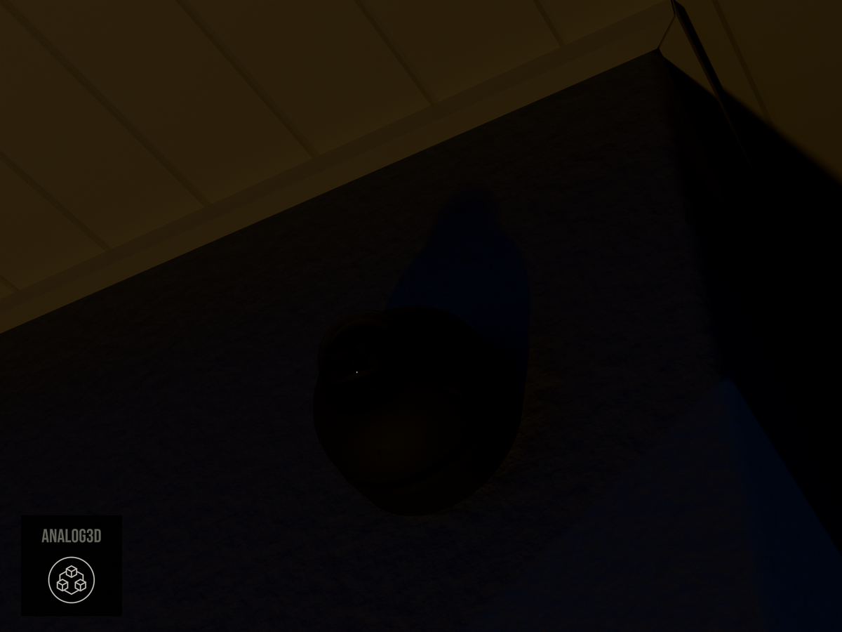 Ubiquiti UVC-G6-Dome black edition on black PETG carbon fiber heavy duty wall-ceiling mount on a stucco wall at night