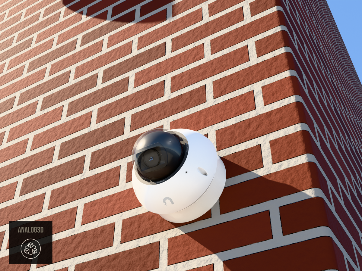 UVC-G6-Edge-Dome heavy duty wall-ceiling mount - camera on brick (installed scene)
