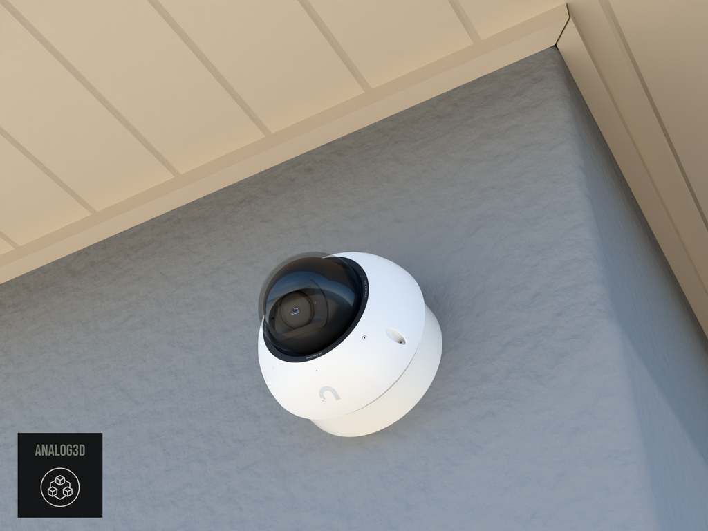 UVC-G6-Edge-Dome heavy duty wall-ceiling mount - camera on stucco (installed scene)