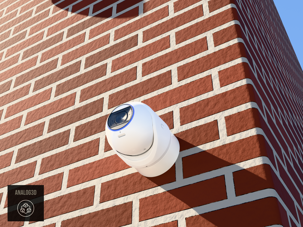 UVC-G6-Edge-Turret heavy duty wall-ceiling mount - camera on brick (installed scene)