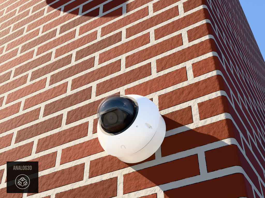 UVC-G6-Pro-Dome heavy duty wall-ceiling mount - camera on brick (installed scene)