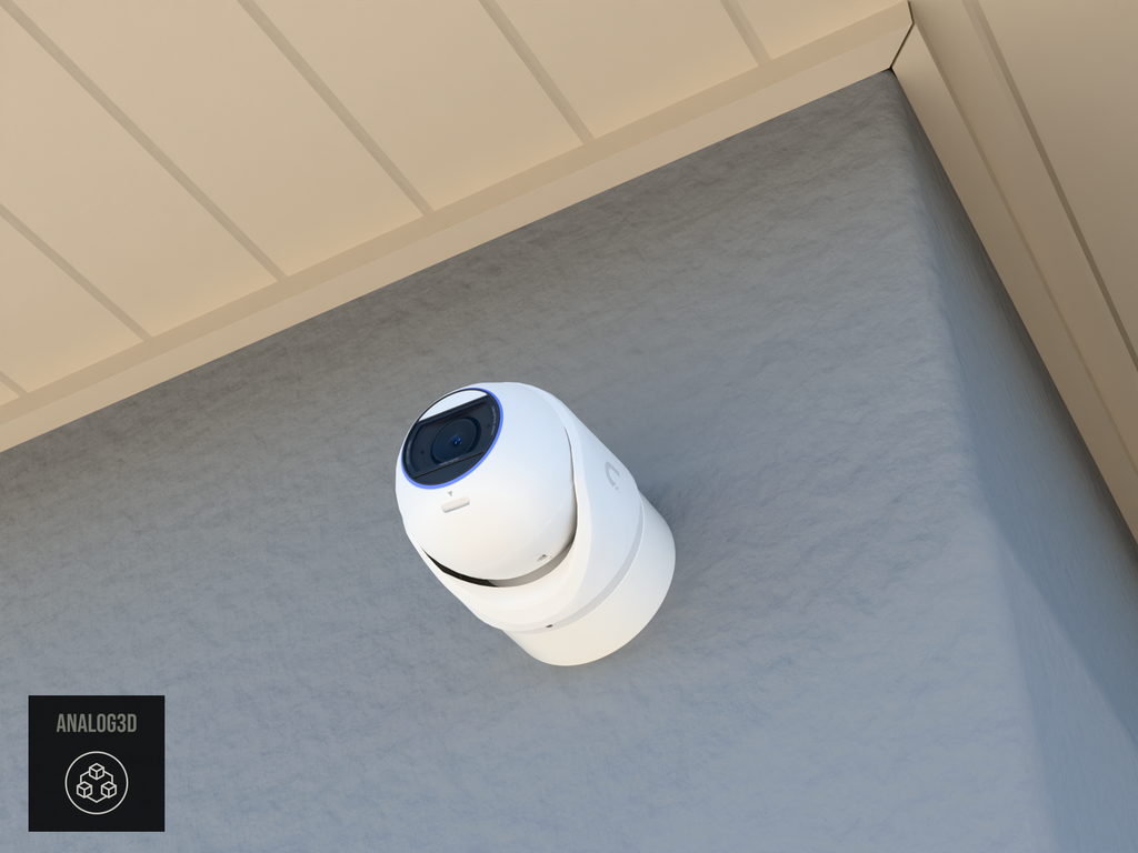 UVC-G6-Pro-Turret heavy duty wall-ceiling mount - camera on stucco (installed scene)