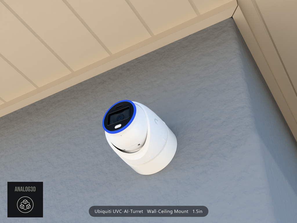 UVC-AI-Turret wall-ceiling mount - camera on stucco (installed scene)