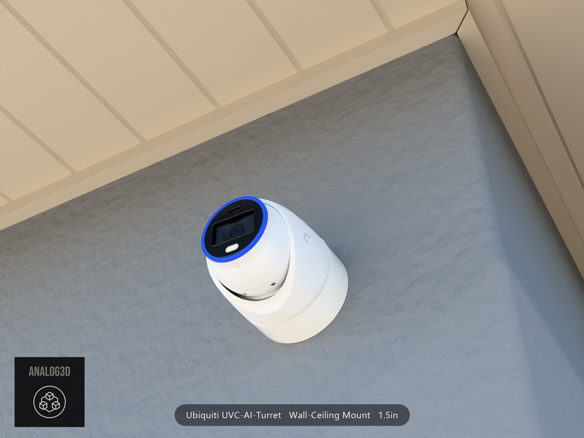 UVC-AI-Turret wall-ceiling mount - camera on stucco (installed scene)