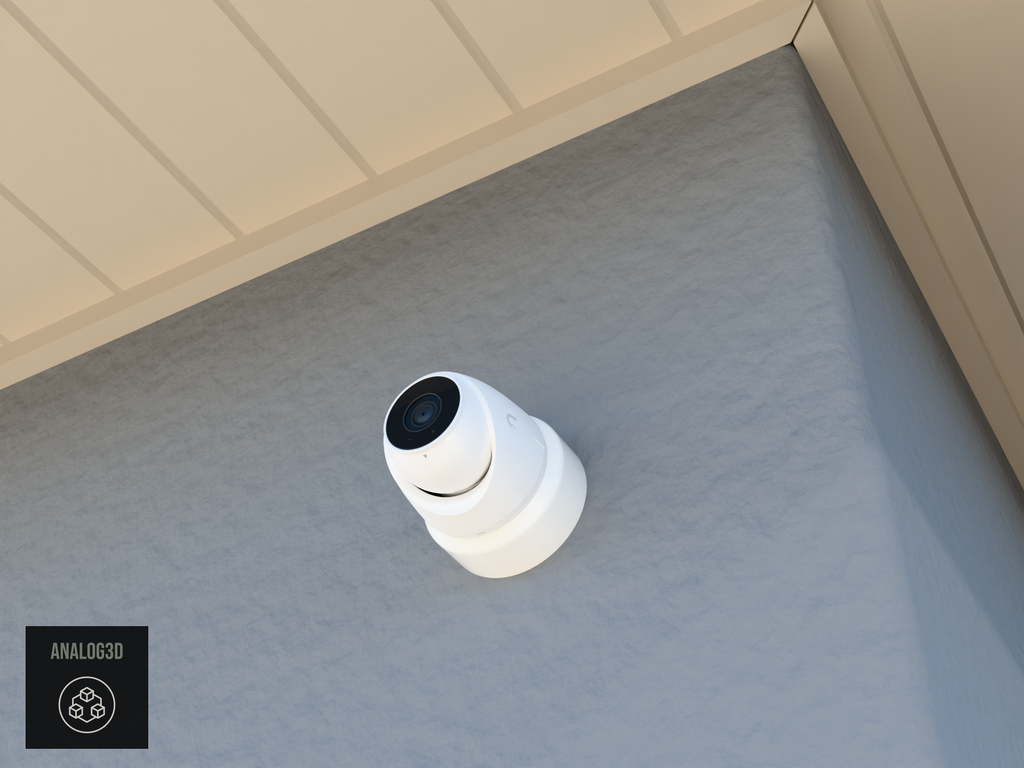 UVC-G5-Turret-Ultra wall-ceiling mount - camera on stucco (installed scene)