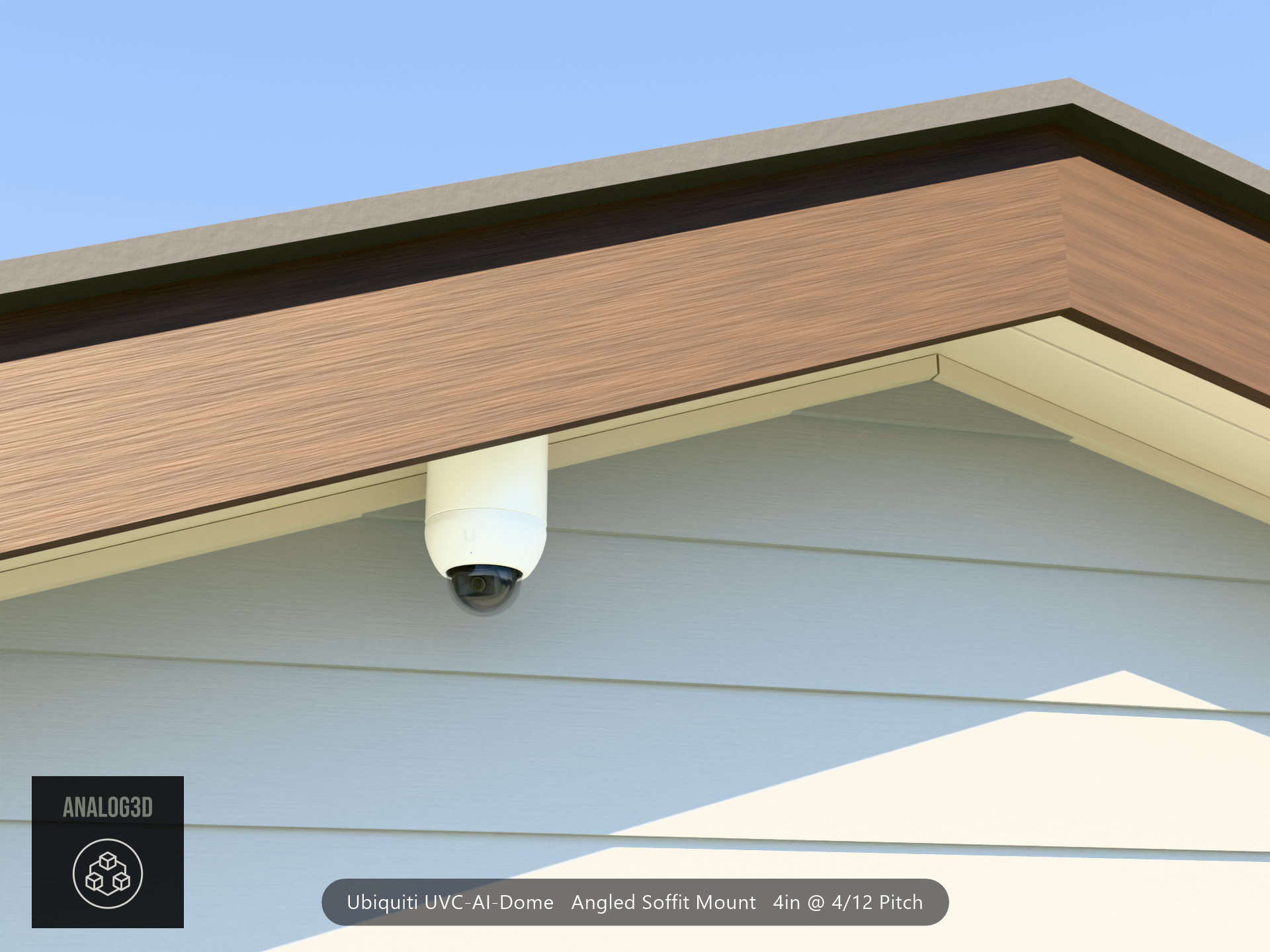 Custom Angled Soffit Mount for UniFi UVC-AI Dome (Parametric)