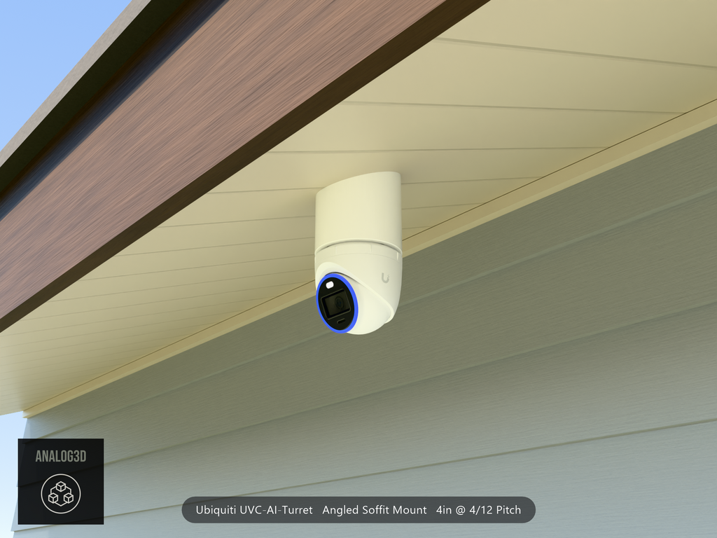Custom Angled Soffit Mount for UniFi UVC-AI Turret (Parametric)