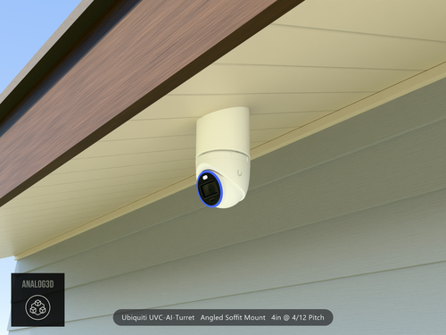 Custom Angled Soffit Mount for UniFi UVC-AI Turret (Parametric)