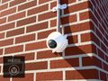 UVC-G5-Dome 4R-4H adapter on a 4 inch round metal junction box, brick wall
