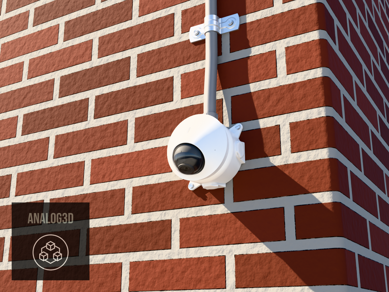 UVC-G5-Dome 4R-4H adapter on a 4 inch round metal junction box, brick wall