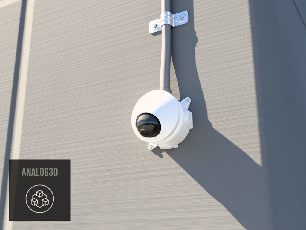UVC-G5-Dome 4R-4H adapter on a 4 inch round metal junction box, concrete wall