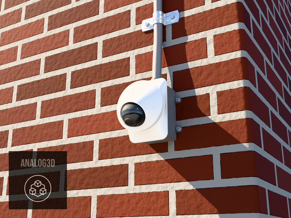 UVC-G5-Dome Extra Wide adapter on a single gang weatherproof box, brick wall