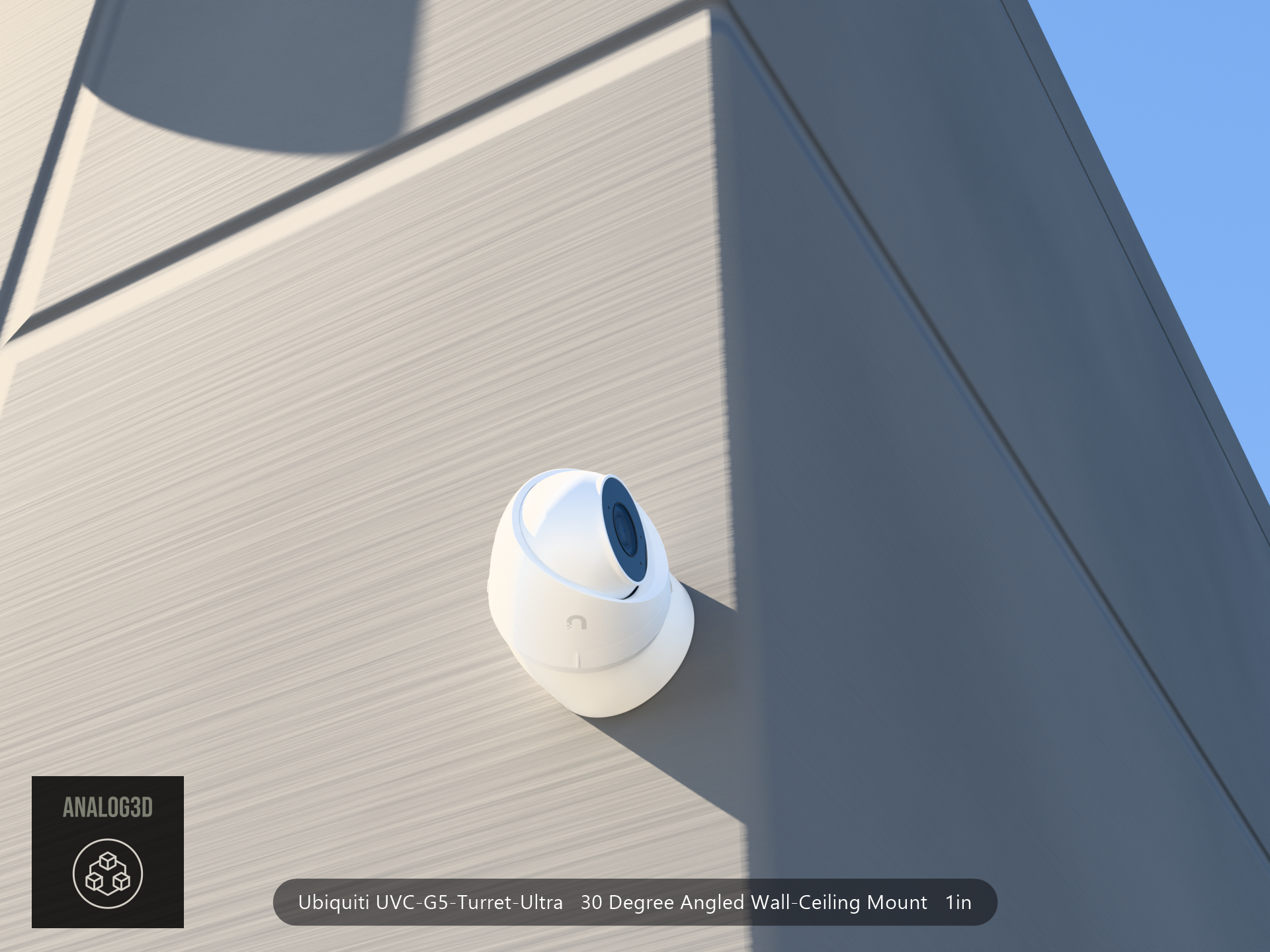 UVC-G5-Turret-Ultra angled wall-ceiling mount - 30 degrees on concrete (installed scene)