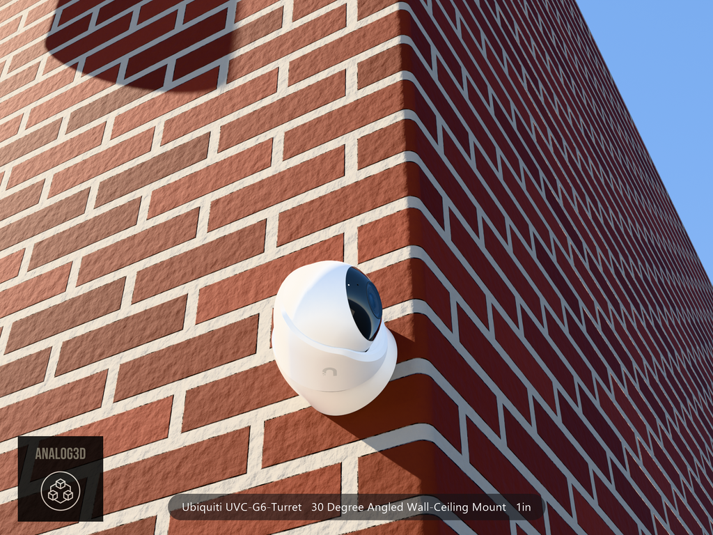 UVC-G6-Turret angled wall-ceiling mount - 30 degrees on brick (installed scene)