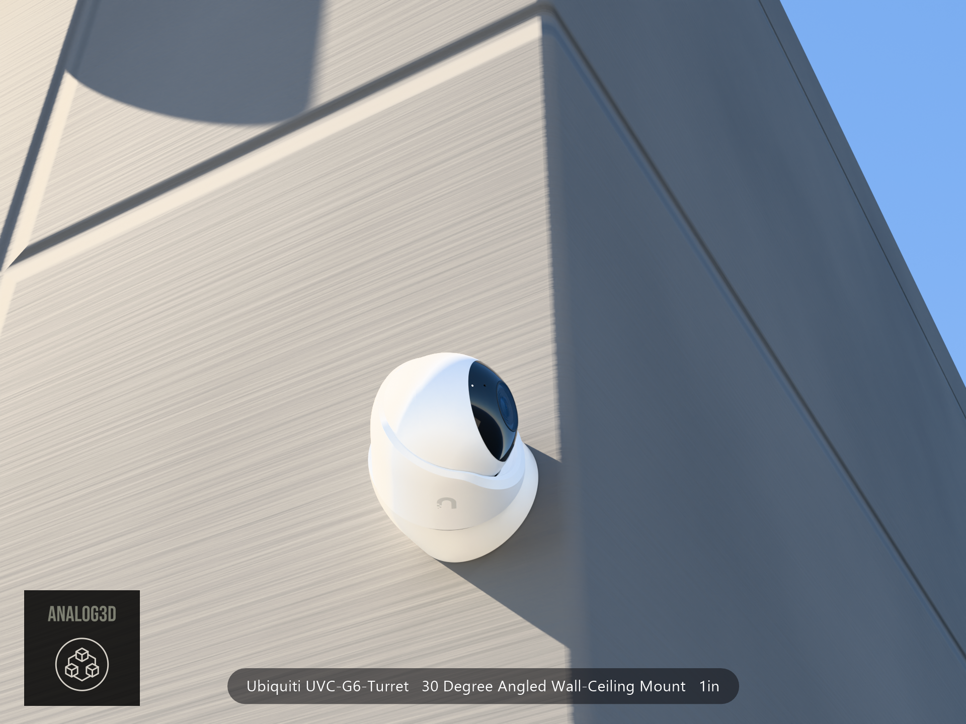 UVC-G6-Turret angled wall-ceiling mount - 30 degrees on concrete (installed scene)