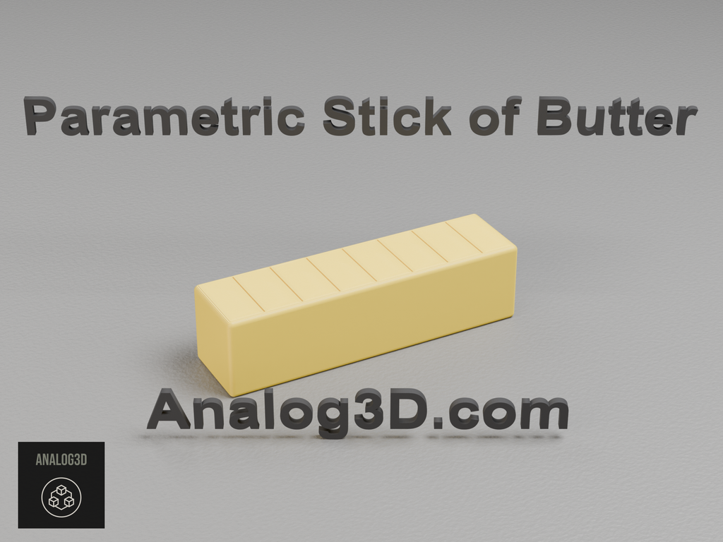 butter-stick - yellow PLA product render