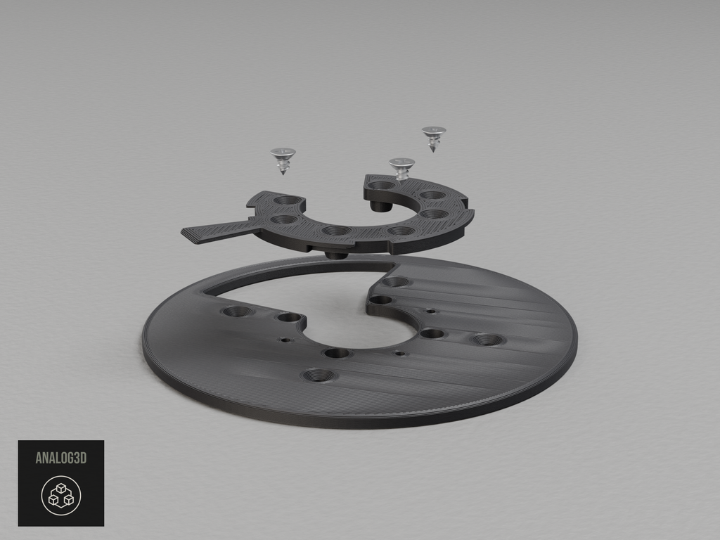 UVC-G6-Pro-360 stock mounting plate, exploded view of the lower flange and upper bayonet ring