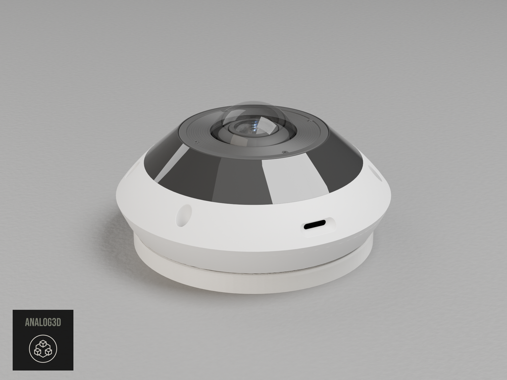 UniFi G6 Pro 360 4 Inch Round electrical box adapter - White PETG - with the camera and stock mounting plate