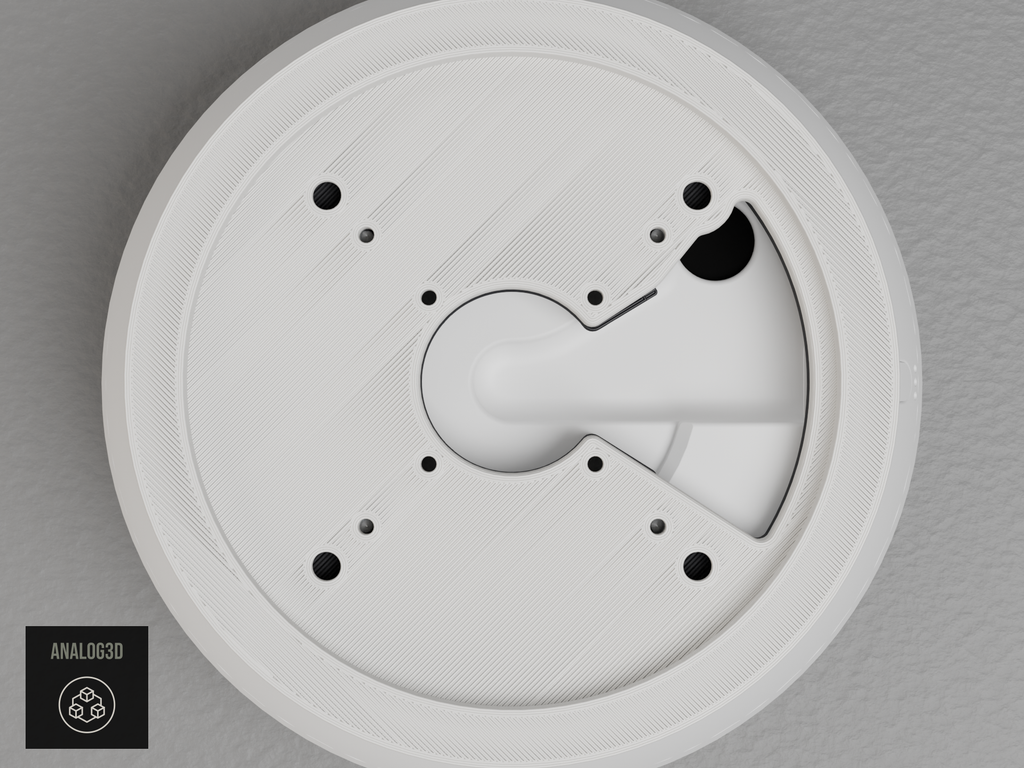 UniFi G6 Pro 360 4 Inch Round electrical box adapter - White PETG - underside, camera side