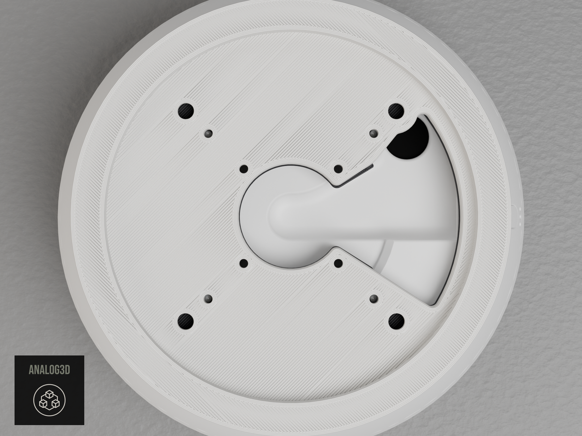 UniFi G6 Pro 360 4 Inch Round electrical box adapter - White PETG - underside, camera side