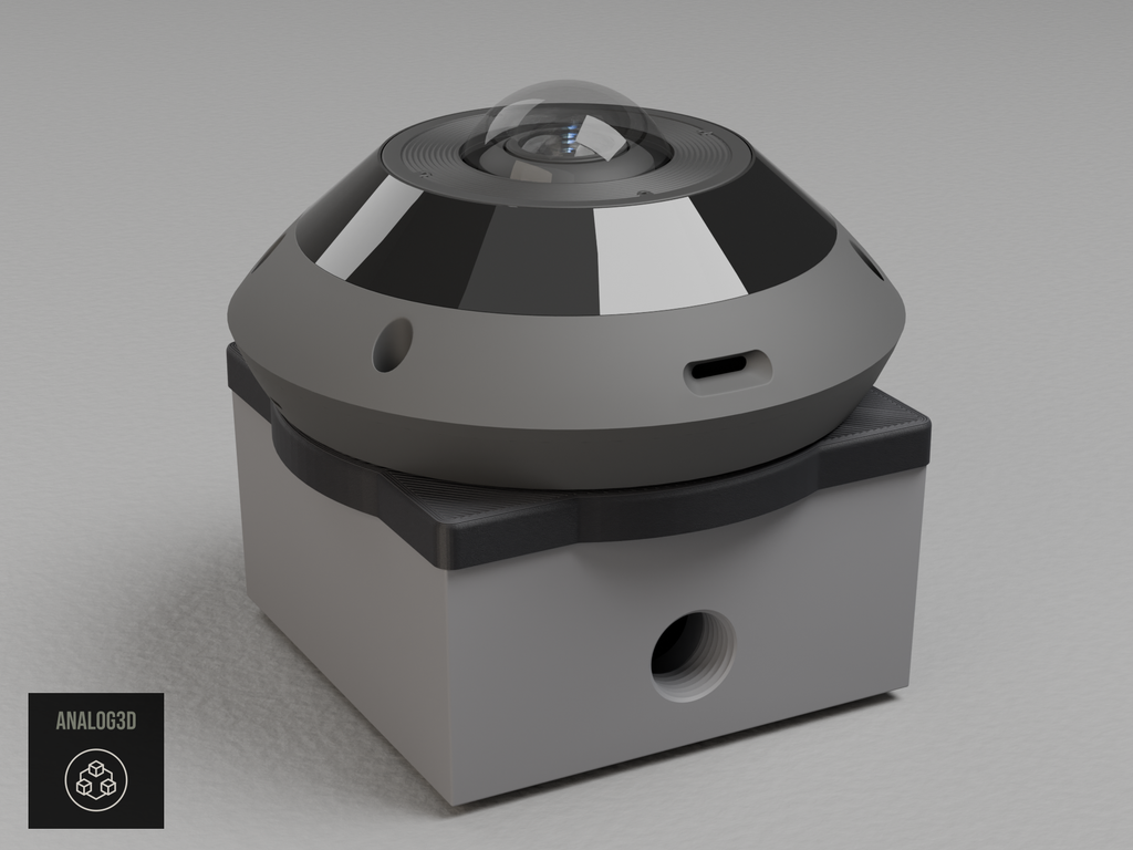 UniFi G6 Pro 360 Double Gang electrical box adapter - Black PETG - on a junction box with the camera and stock mounting plate