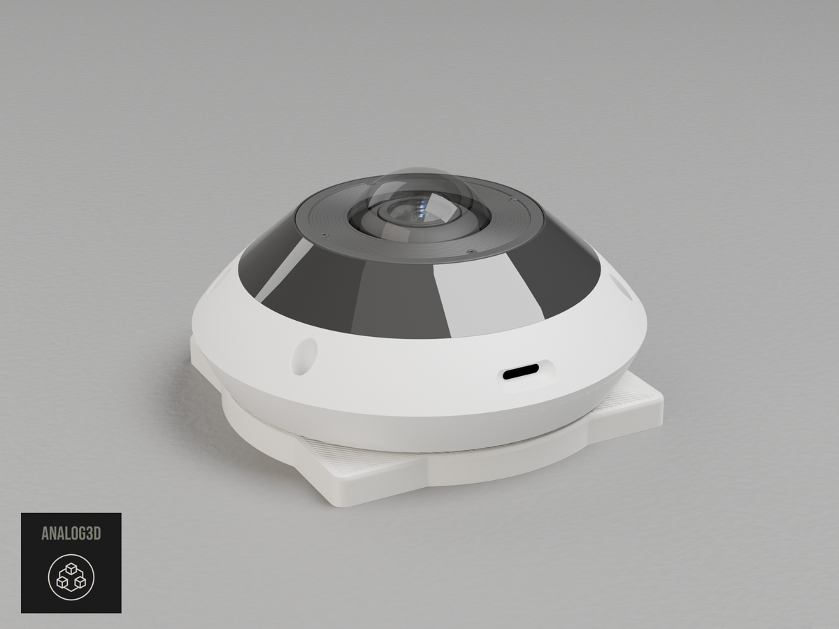 UniFi G6 Pro 360 Double Gang electrical box adapter - White PETG - with the camera and stock mounting plate