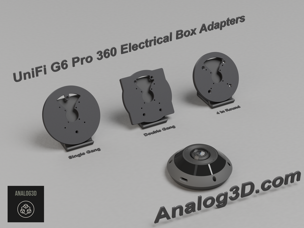 UniFi G6 Pro 360 electrical box adapter plates - Black PETG - lineup with camera