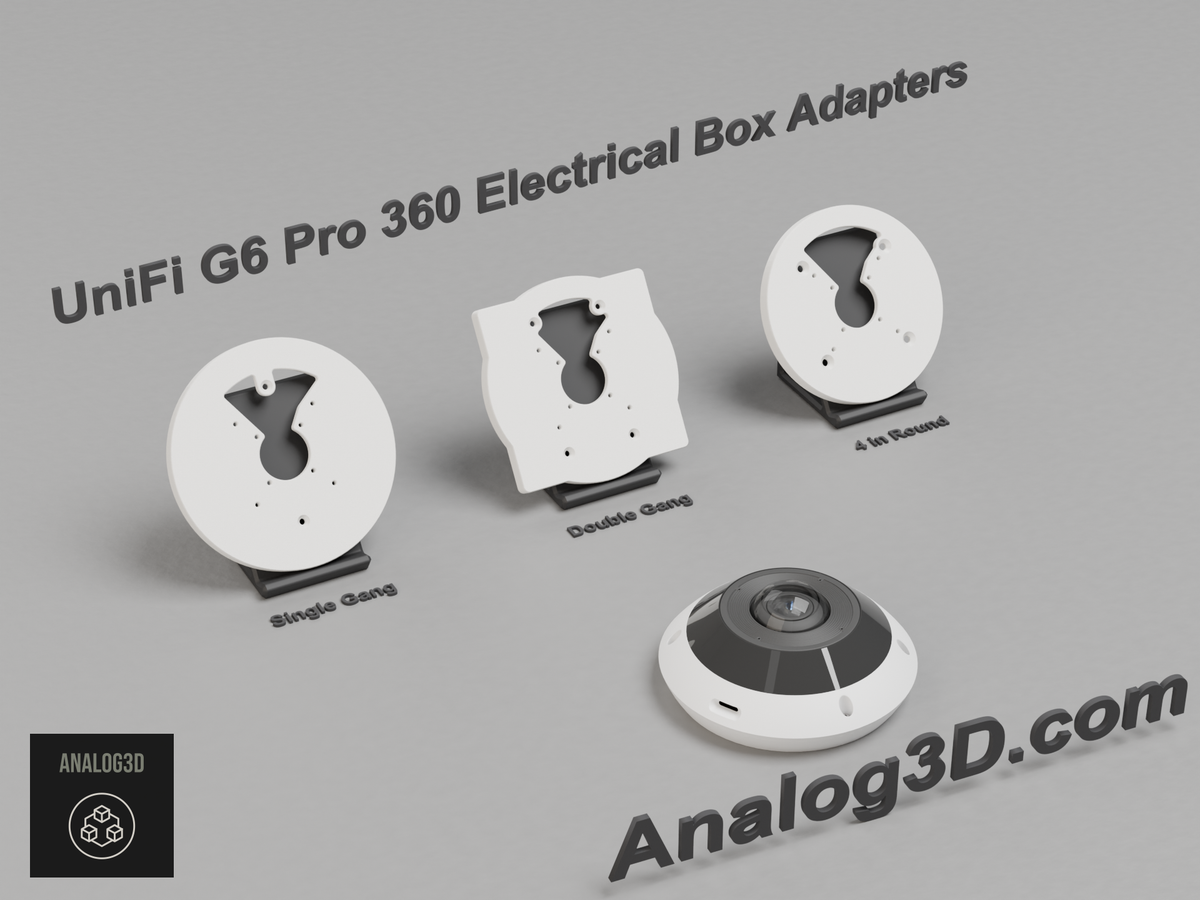 UniFi G6 Pro 360 electrical box adapter plates - White PETG - lineup with camera