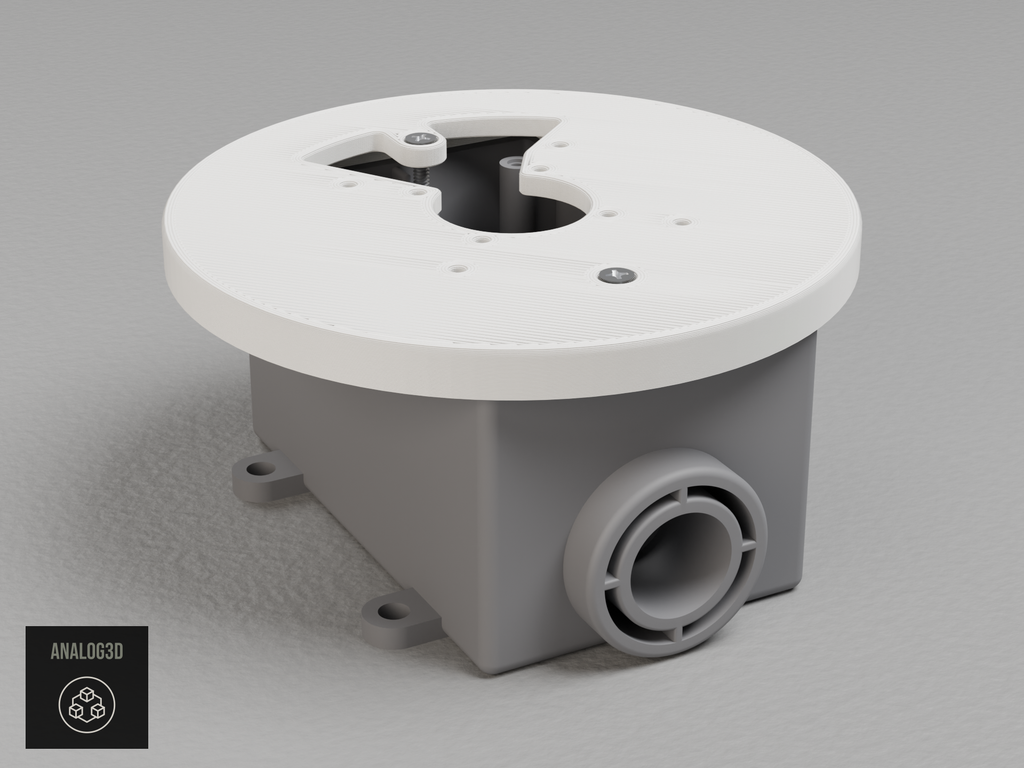 UniFi G6 Pro 360 Single Gang electrical box adapter - White PETG - on a junction box