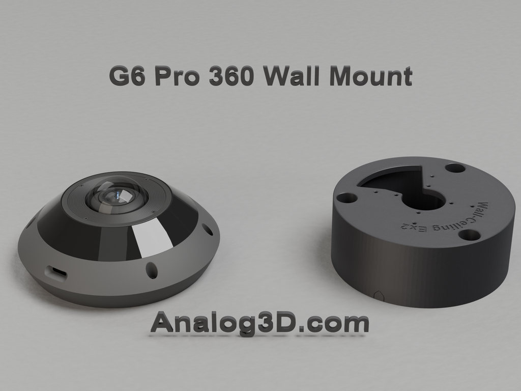 UniFi G6 Pro 360 wall-ceiling mount, camera face up, Black PETG, product render