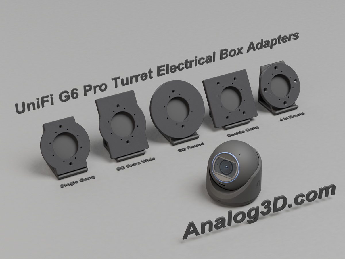 Ubiquiti UVC-G6-Pro-Turret electrical box adapter plates in Black PETG with the black edition camera