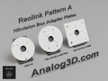Reolink Pattern A Hikvision box adapter plates - CB110, DS-1273ZJ-130-TRL and DS-1272ZJ-120B on product stands