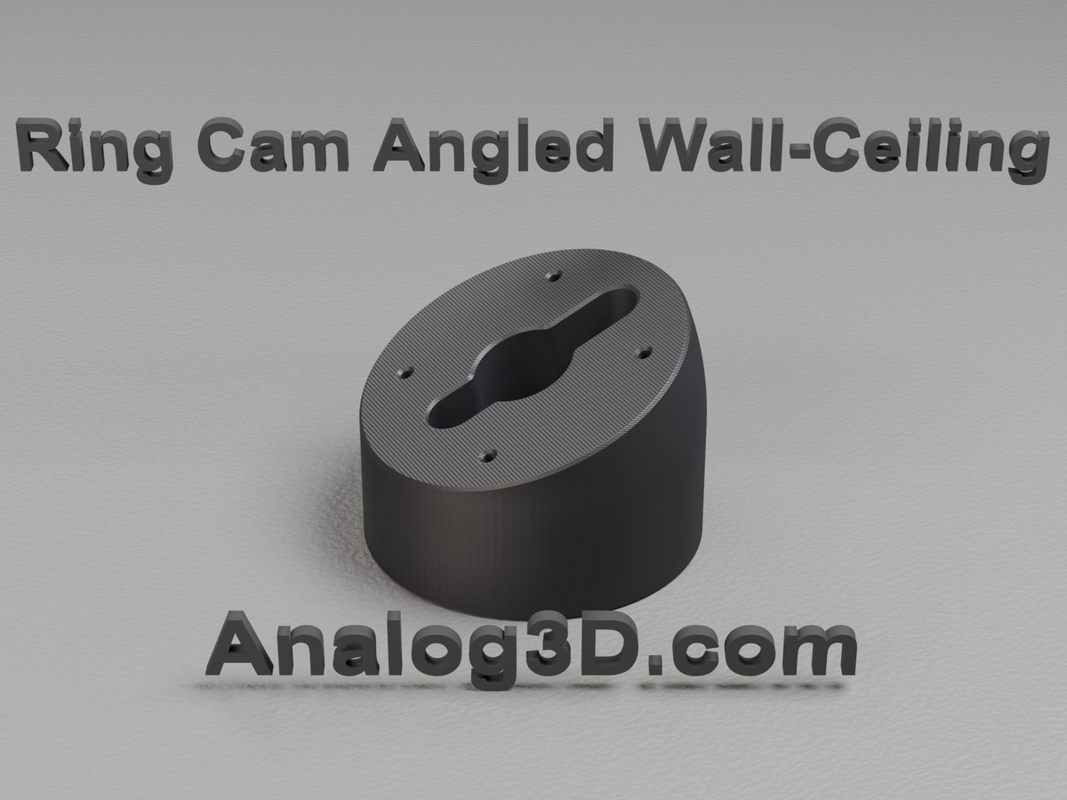 Ring Spotlight and Outdoor Cam angled wall-ceiling mount, 1 inch extension, Black PETG, product render