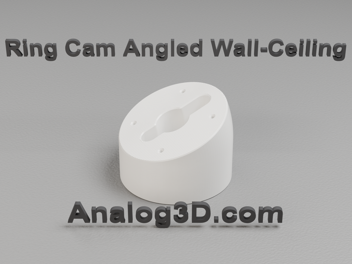 Ring Spotlight and Outdoor Cam angled wall-ceiling mount, 1 inch extension, White PETG, product render