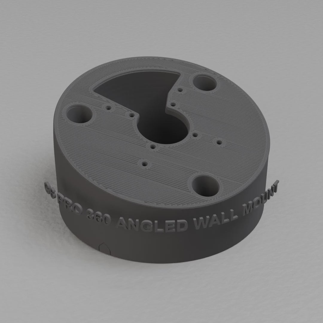 360 turntable of the printed UniFi G6 Pro 360 angled wall-ceiling mount, camera face up, Carbon Fiber PETG