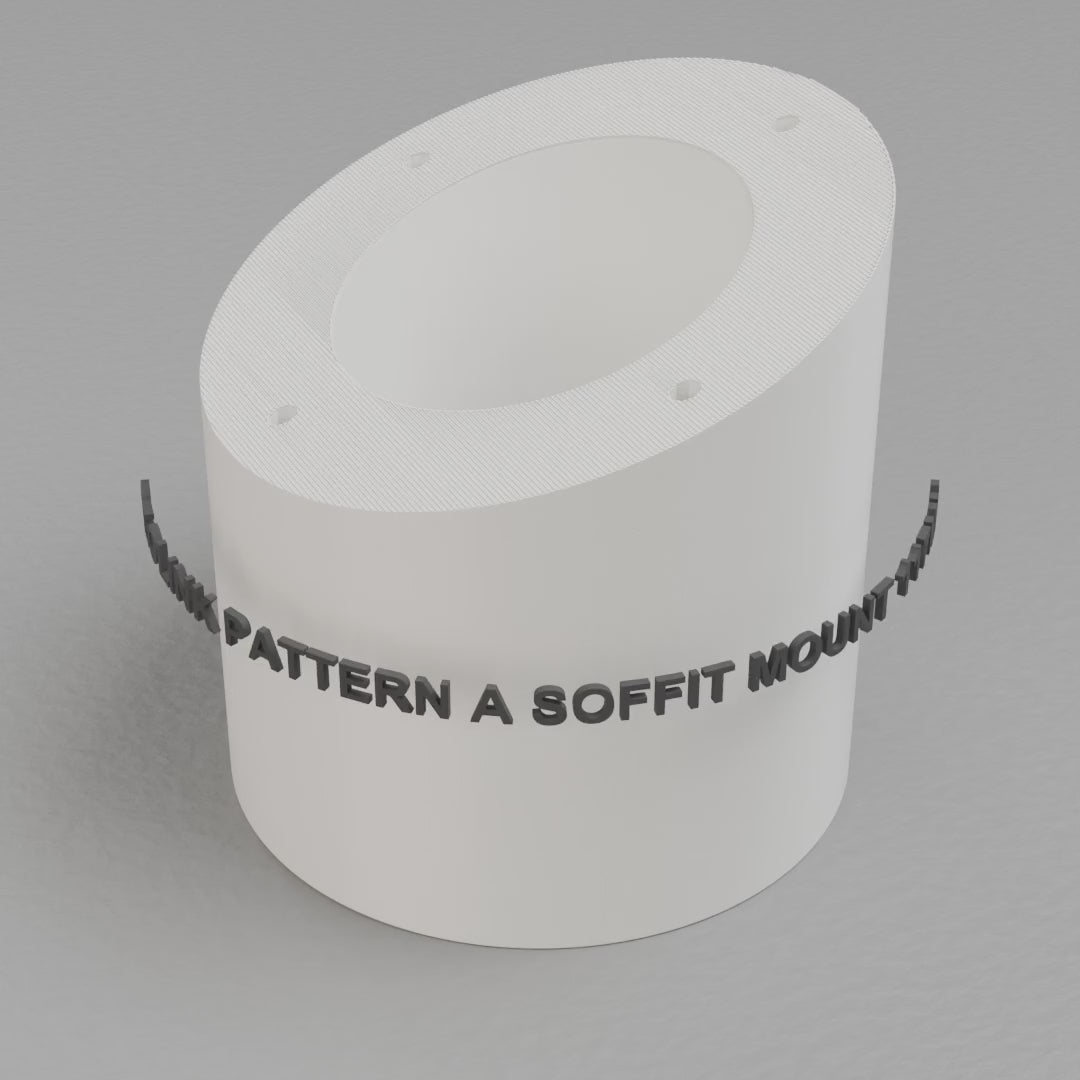360 turntable of the printed Reolink Pattern A angled soffit mount, 117.4 mm body, 4/12 pitch 4 in