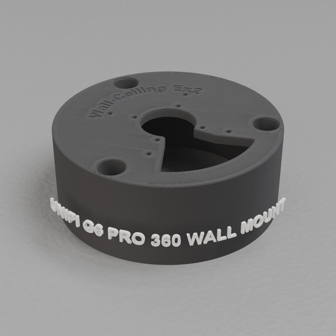 360 turntable of the printed UniFi G6 Pro 360 wall-ceiling mount, camera face up, Carbon Fiber PETG