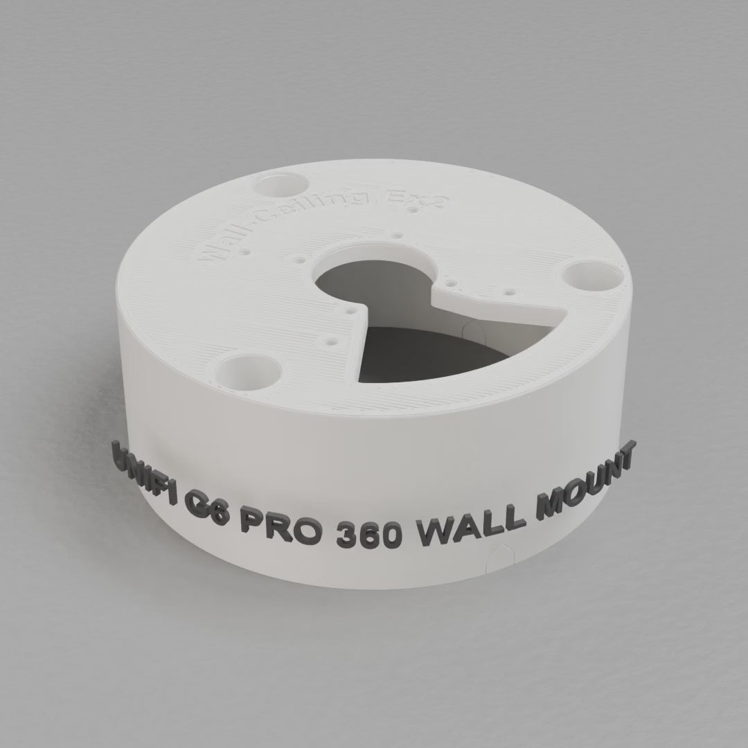 360 turntable of the printed UniFi G6 Pro 360 wall-ceiling mount, camera face up, White PETG