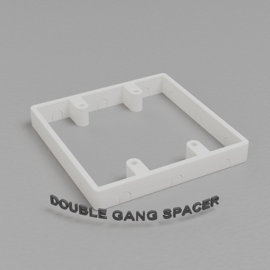 360 turntable of the printed double-gang box spacer (white PETG)