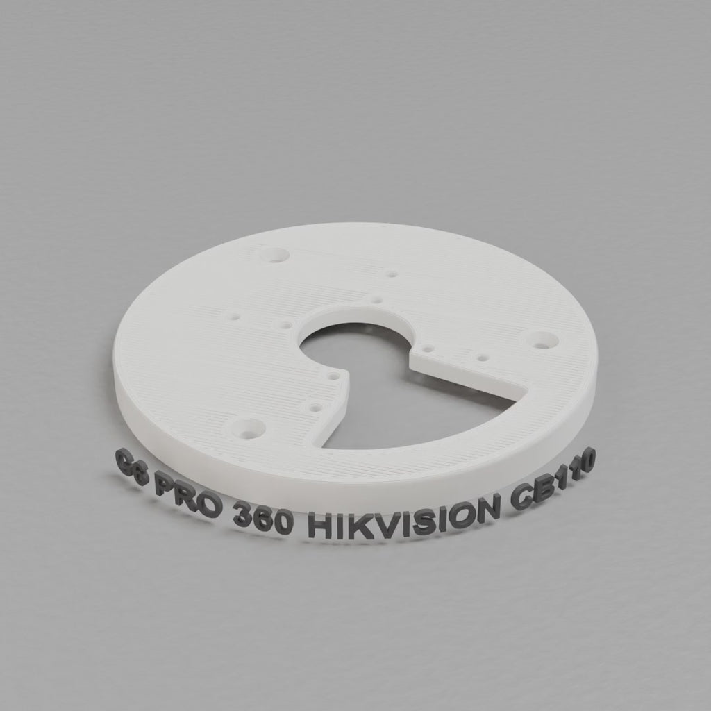 360 turntable video of the white PETG Hikvision CB110 adapter plate for the Ubiquiti UVC-G6-Pro-360