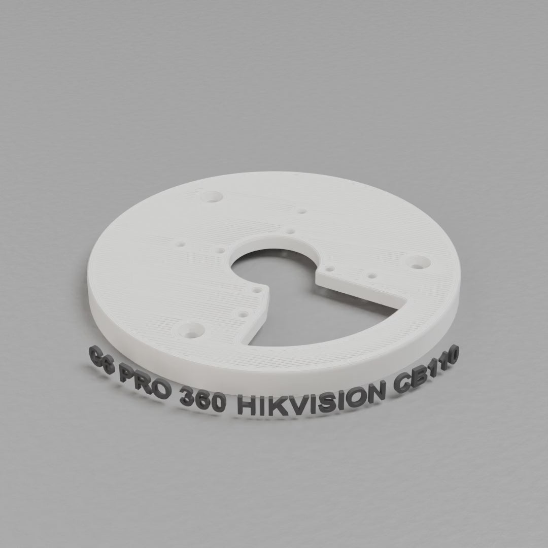 360 turntable video of the white PETG Hikvision CB110 adapter plate for the Ubiquiti UVC-G6-Pro-360